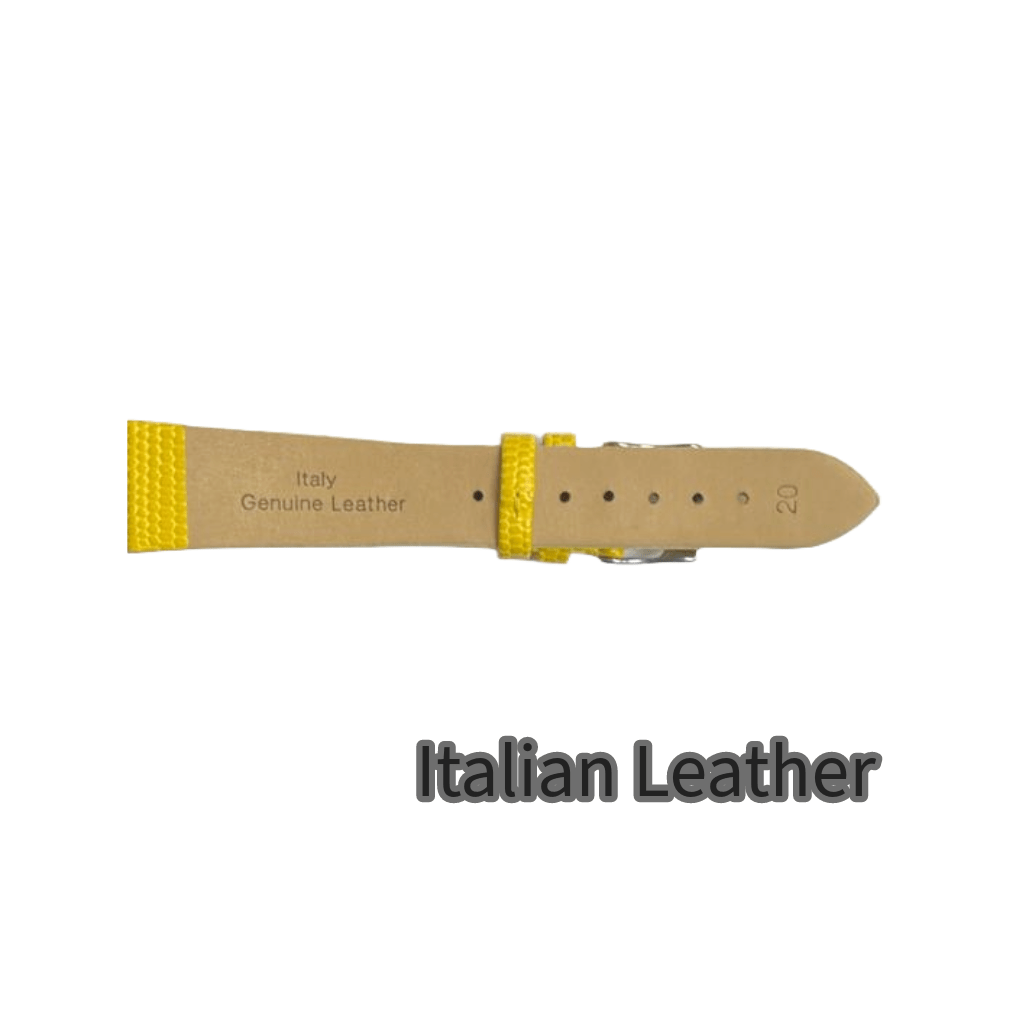 6PCS Lizard Grain Flat YELLOW Unstitched Genuine Leather Watch Band Size (12MM - 24MM) - Universal Jewelers & Watch Tools Inc.