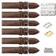 6PCS Alligator Grain LIGHT BROWN Leather Watch Band (12MM - 30MM + XXL Sizes) Padded w/Brown Stitches - Universal Jewelers & Watch Tools Inc.