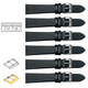 6PCS Lizard Grain Flat Black Unstitched Genuine Leather Watch Band Size (12MM - 24MM) - Universal Jewelers & Watch Tools Inc.