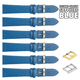 6PCS Lizard Grain Flat SAPPHIRE Blue Unstitched Genuine Leather Watch Band Size (12MM - 24MM) - Universal Jewelers & Watch Tools Inc.