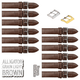 12PCS Alligator Grain LIGHT BROWN Leather Watch Band (12MM - 30MM + XXL Sizes) Padded w/Brown Stitches - Universal Jewelers & Watch Tools Inc.