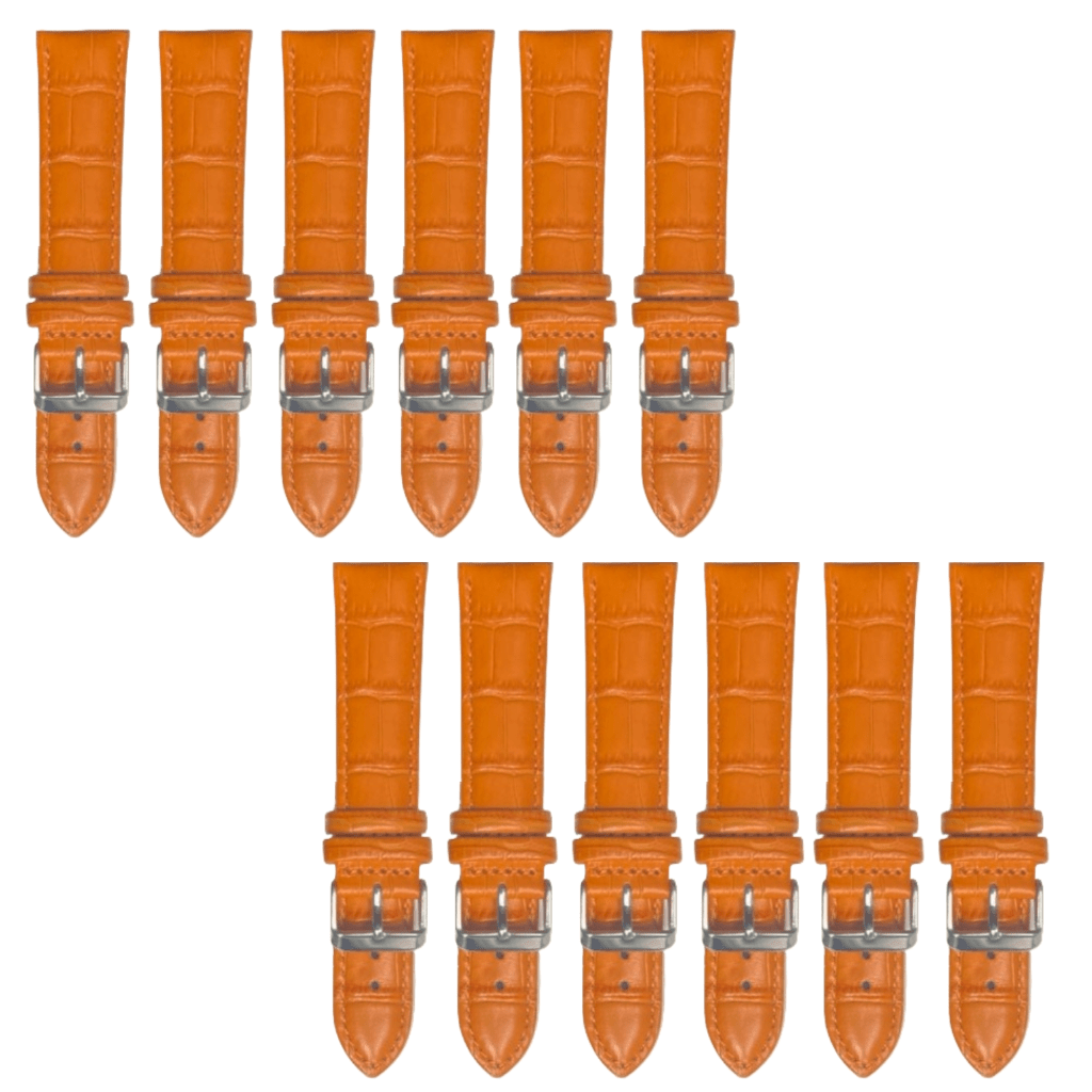 12PCS Alligator Grain TAN Leather Watch Band (12MM - 24MM) Padded & Stitched - Universal Jewelers & Watch Tools Inc.