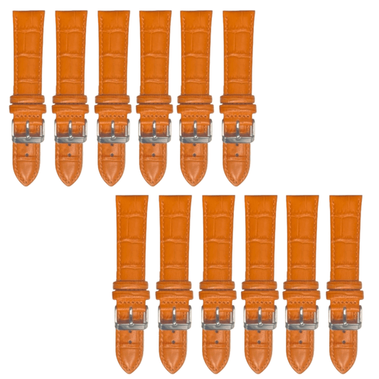 12PCS Alligator Grain TAN Leather Watch Band (12MM - 24MM) Padded & Stitched - Universal Jewelers & Watch Tools Inc.