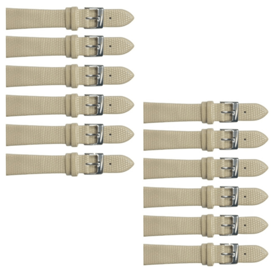 12PCS Lizard Grain Flat BEIGE Unstitched Genuine Leather Watch Band Size (12MM - 24MM) - Universal Jewelers & Watch Tools Inc.