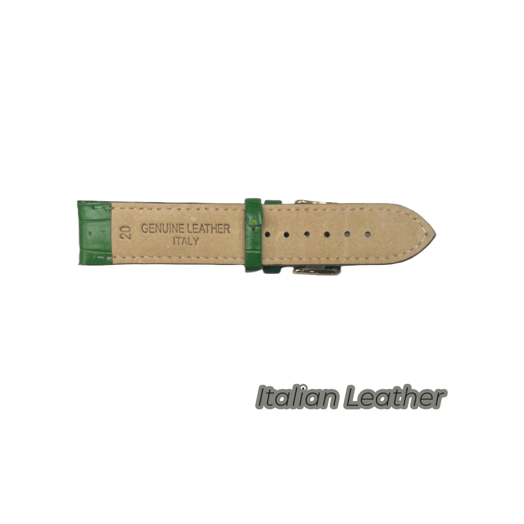 12PCS Alligator Grain GREEN Leather Watch Band (16MM - 24MM) Padded & Stitched - Universal Jewelers & Watch Tools Inc.