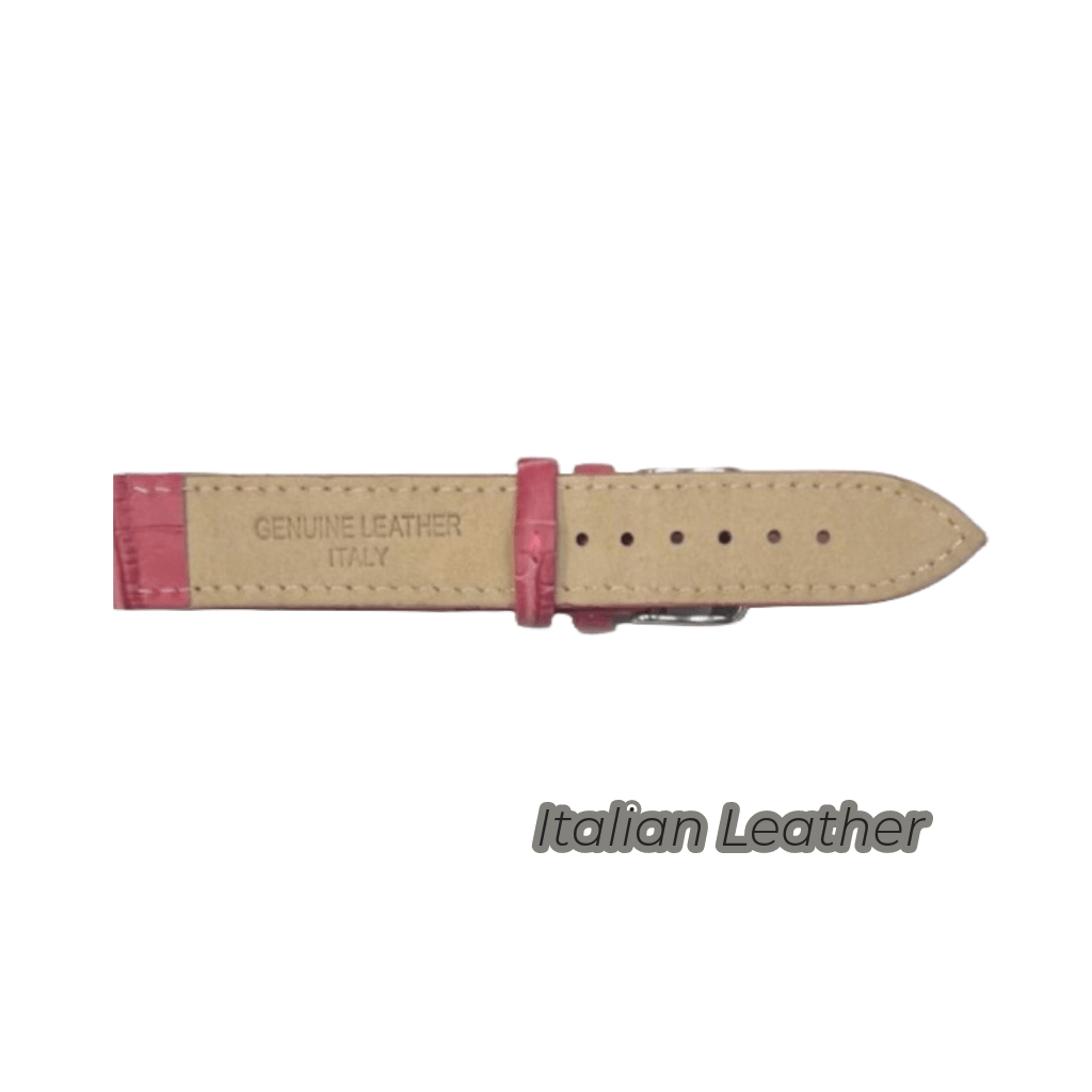 12PCS Alligator Grain PINK Leather Watch Band (12MM - 22MM) Padded & Stitched - Universal Jewelers & Watch Tools Inc.