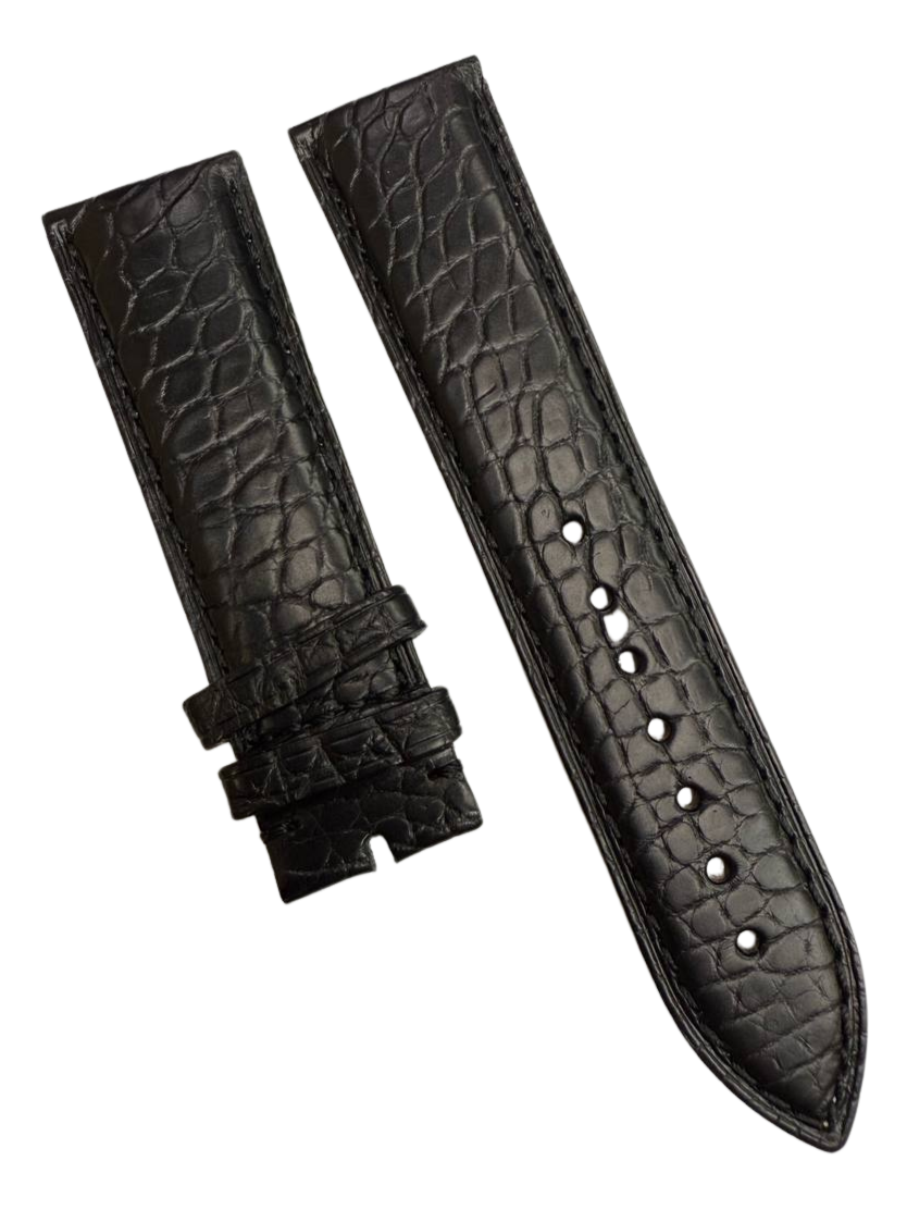 100% Genuine Alligator Leather Watch Strap Black Stitch | Choose your own size