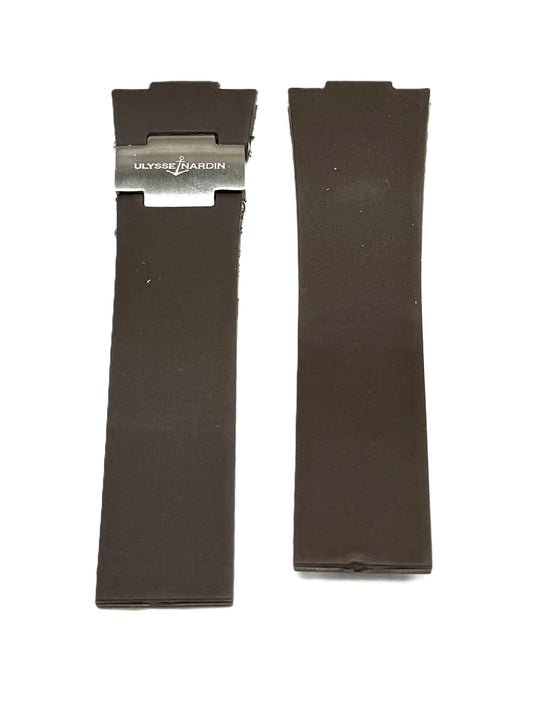 12x25x20 mm Plain Brown Rubber Ulysse Nardin Watch Band for Marine Diver - Universal Jewelers & Watch Tools Inc.