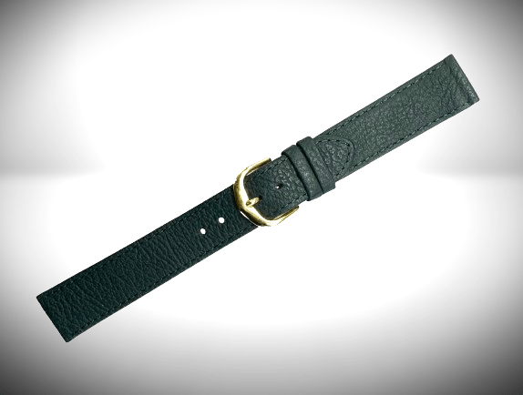 20MM Flat D.Green Genuine Leather Plain Grain Watch Band, Stitched - Universal Jewelers & Watch Tools Inc.
