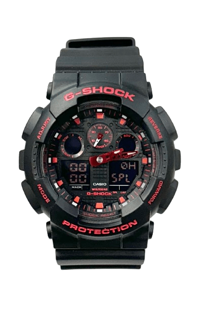 Men’s Casio G - SHOCK Model: GA100BNR - 1A Digital Resin Sport Wristwatch - Universal Jewelers & Watch Tools Inc.