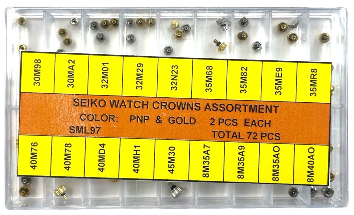 72 Pcs Waterproof Crown Assortment for Seiko Watches - Universal Jewelers & Watch Tools Inc.