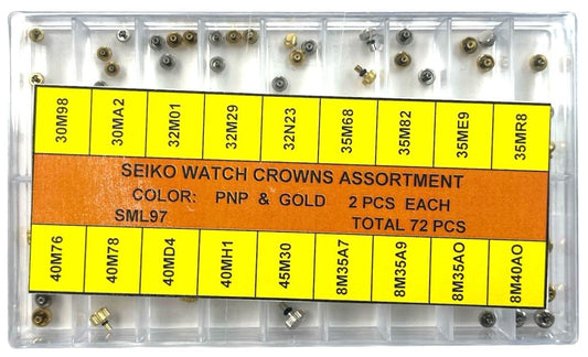 72 Pcs Waterproof Crown Assortment for Seiko Watches - Universal Jewelers & Watch Tools Inc.