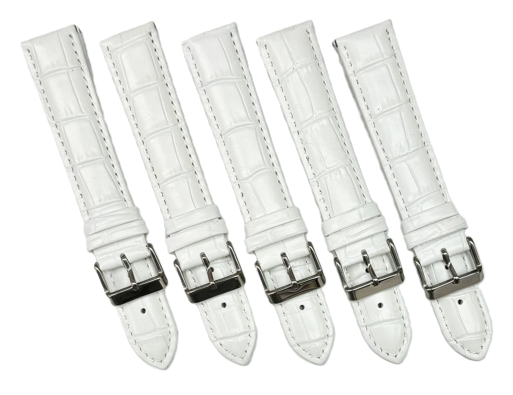 12 - 30mm, Genuine Leather, Alligator Grain, White Watch Band, Regular - Universal Jewelers & Watch Tools Inc.