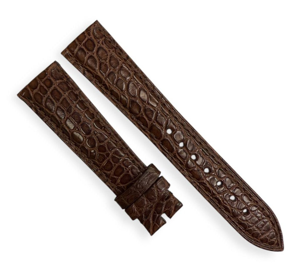 100% Real Genuine Alligator Leather Dark Brown Watch Strap w/ Brown Stitch | Choose Size