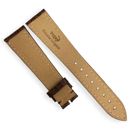 100% Real Genuine Alligator Leather Dark Brown Watch Strap w/ Brown Stitch | Choose Size