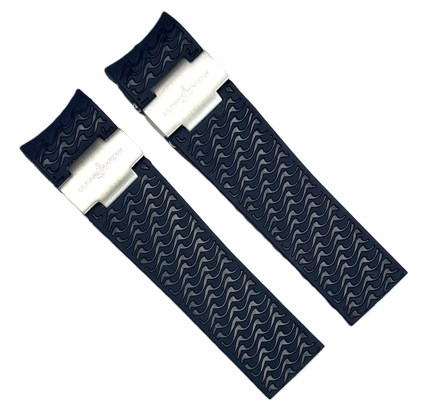 22mm Blue Curved Rubber Watch Band for ULYSSE NARDIN Maxi Marine Watches - Universal Jewelers & Watch Tools Inc.