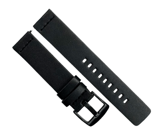 New Watch Band, Movado Style, Black color, Plain Genuine Leather 20MM, easy pin - Universal Jewelers & Watch Tools Inc.