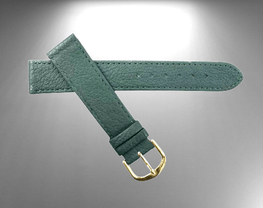 18 MM Flat D.Green Genuine Leather Plain Grain Watch Band, Stitched (A1 Quality) - Universal Jewelers & Watch Tools Inc.