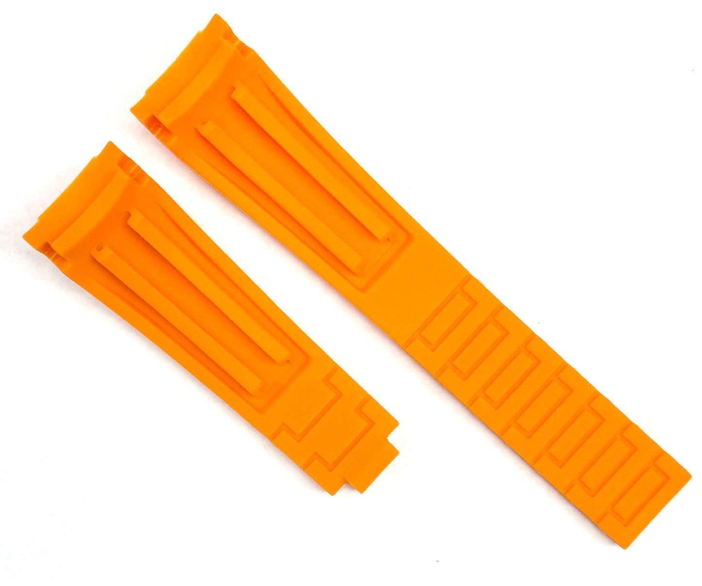 20mm Curved - End Vulcanized Rubber Watch Band for ROLEX Watches, Orange Color - Universal Jewelers & Watch Tools Inc.