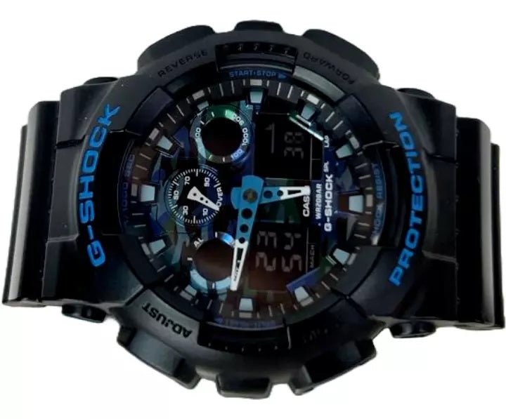 Men’s G - SHOCK Watch GA - 100CB - 1A Camouflage Dial Blue & Black Quartz - Universal Jewelers & Watch Tools Inc.