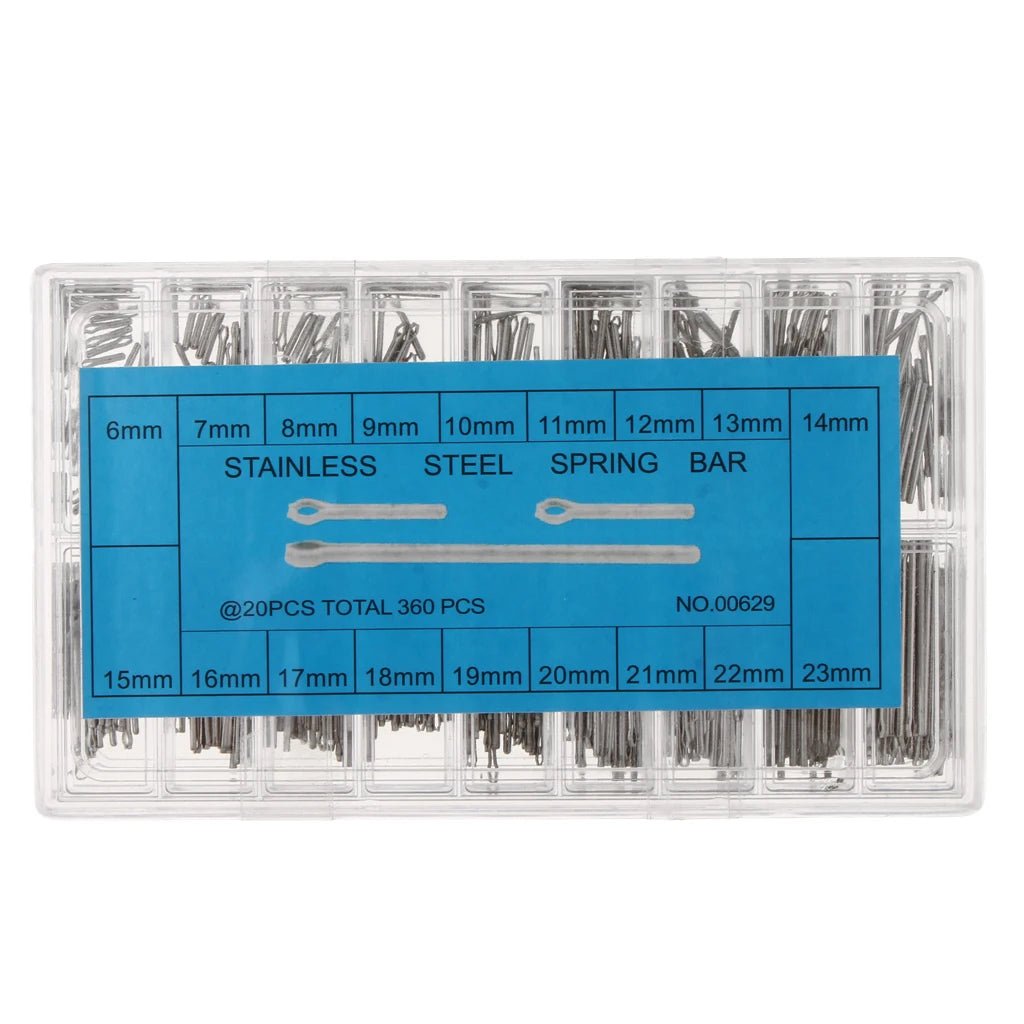 360pcs Watch Band Split Pins With Box Stainless Steel Watch Bracelet Strap Link Pins Cotter Bar Assortment Watch Repair Tools - Universal Jewelers & Watch Tools Inc.