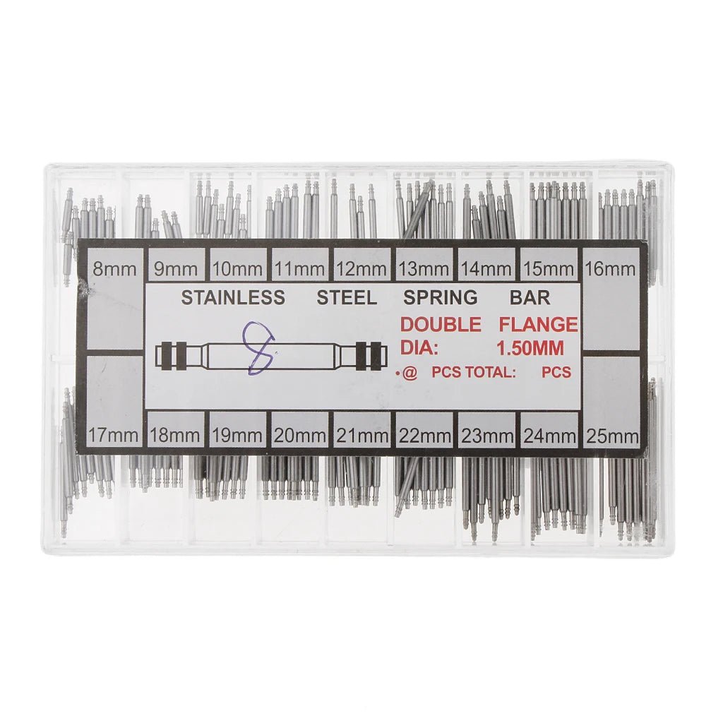 Stainless Steel 8 - 25mm Watch Band Spring Bars Strap Link Pins Repair - Universal Jewelers & Watch Tools Inc.