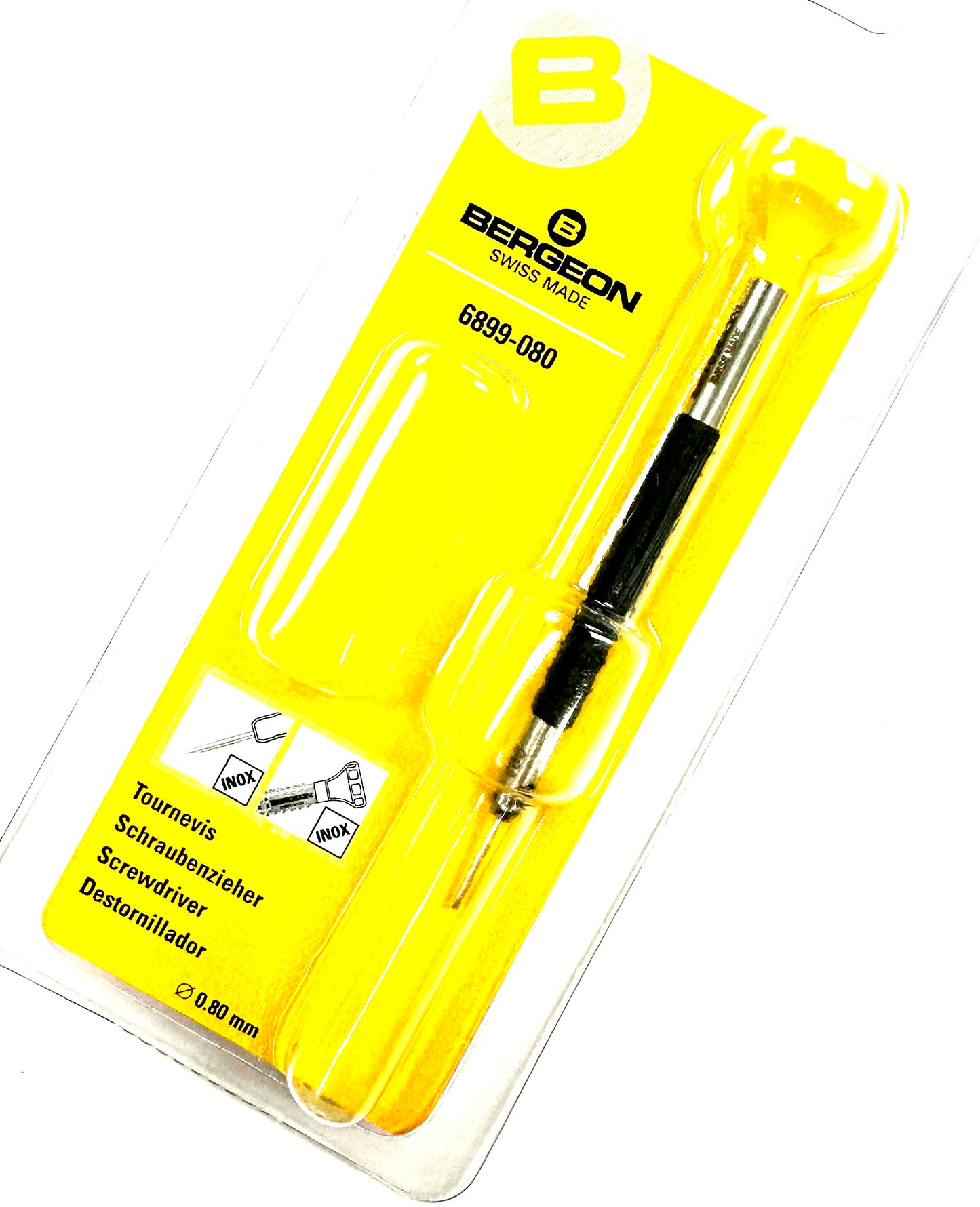 Bergeon Screw Driver 6899-080 Yellow Color Size 0.80mm Swiss Tools Watchmaker