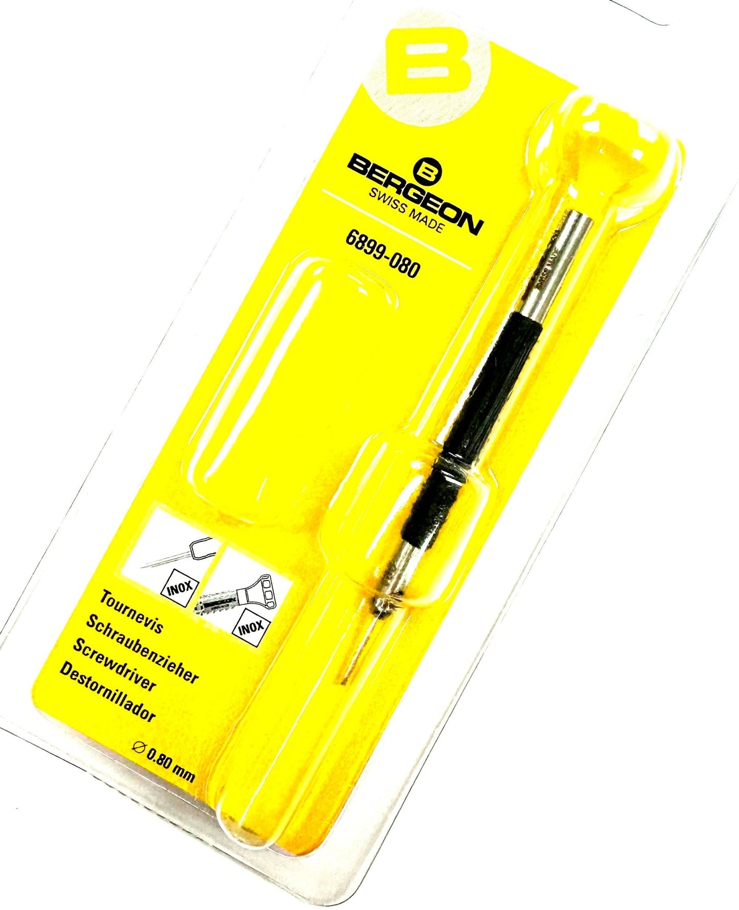 Bergeon Screw Driver 6899 - 080 Yellow Color Size 0.80mm Swiss Tools Watchmaker - Universal Jewelers & Watch Tools Inc.