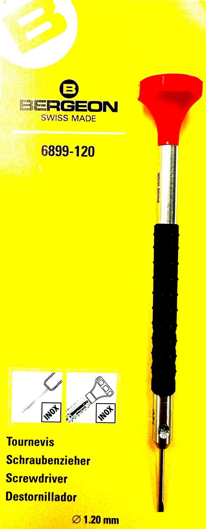 Bergeon Screw Driver 6899 - 120 Red Color Size 1.20mm Swiss Tools Watchmaker - Universal Jewelers & Watch Tools Inc.