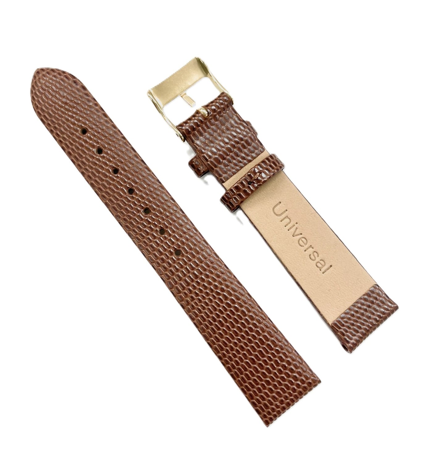 WATCH BAND GENUINE LEATHER LIZARD BROWN 18x14MM/LONG/REGULAR/SHORT TOP QUALITY - Universal Jewelers & Watch Tools Inc.