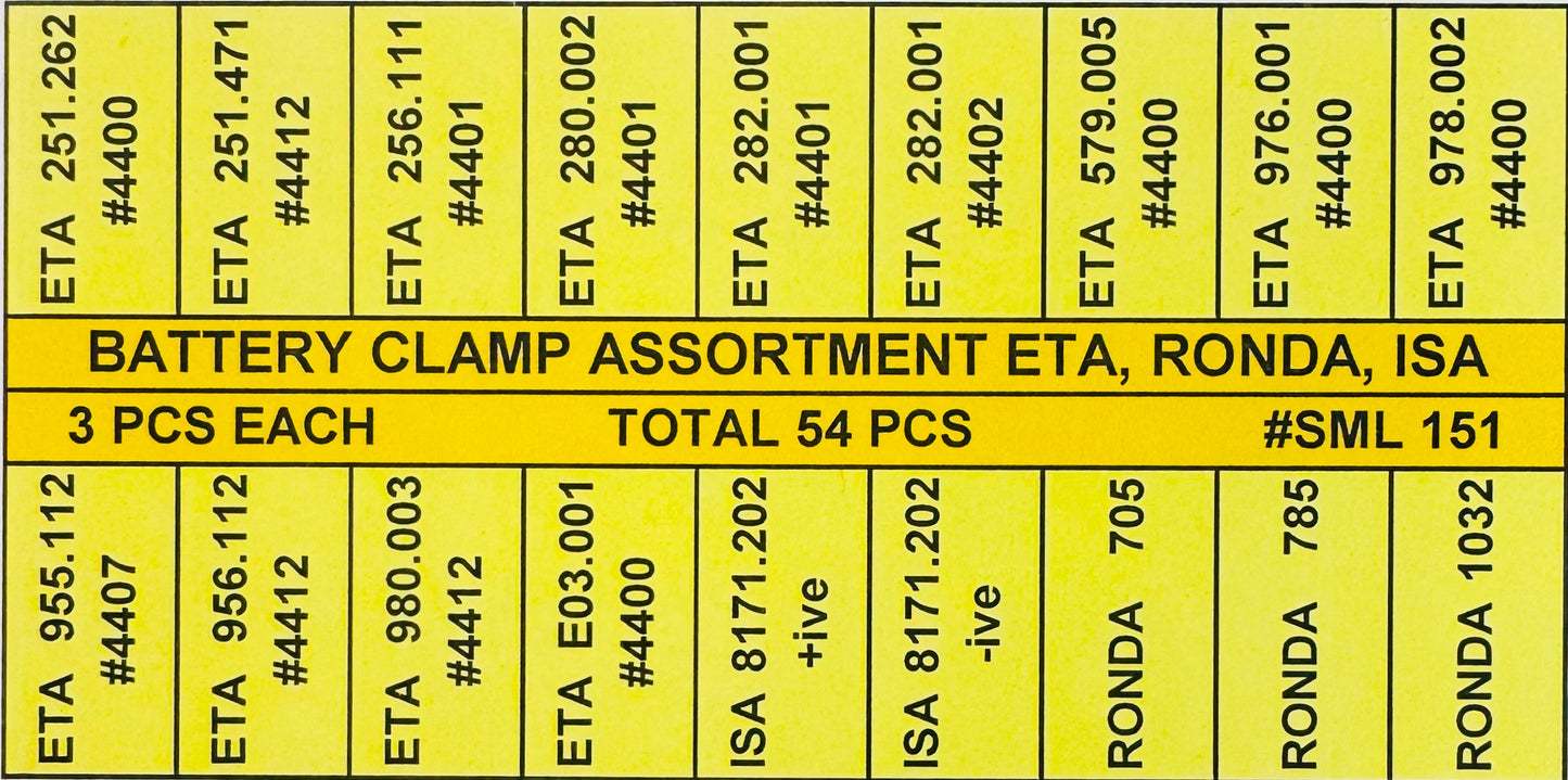 54 Pcs Battery Clamp Assortment for ETA, RONDA & ISA Movements