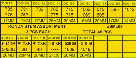 45 Pcs RONDA Stem Assortment, Watchmaker Essential Tool - Universal Jewelers & Watch Tools Inc.