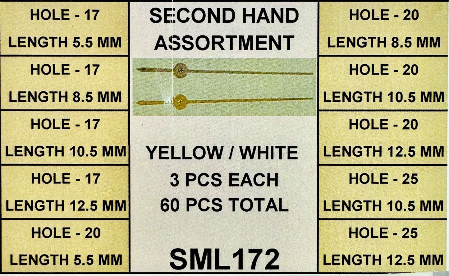 60 pcs Second Hands Assortment for Men & Ladies Watches - Universal Jewelers & Watch Tools Inc.