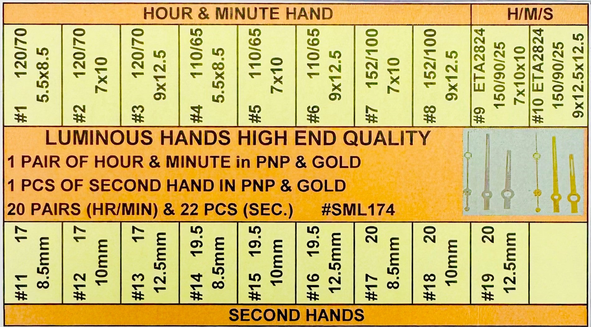 Premium Quality Luminous Watch Hand, Essential Watchmaker Tool - Universal Jewelers & Watch Tools Inc.