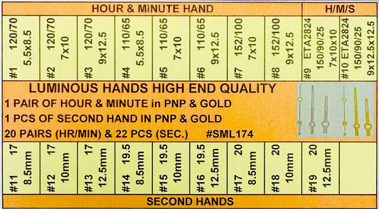 Premium Quality Luminous Watch Hand, Essential Watchmaker Tool - Universal Jewelers & Watch Tools Inc.