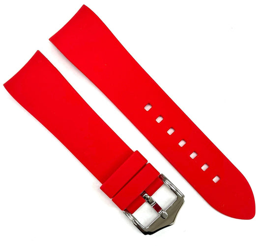 18 - 24mm Red Color Curve - end Plain Soft Silicon Rubber Watch Band - Universal Jewelers & Watch Tools Inc.