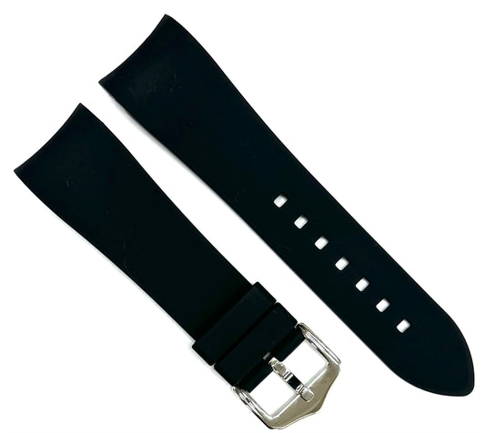 18 - 24mm Black Color Curve - end Plain Soft Silicon Rubber Watch Band - Universal Jewelers & Watch Tools Inc.