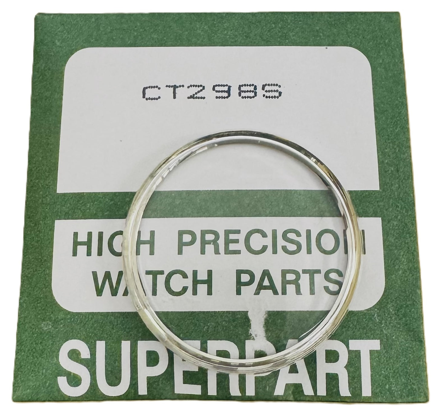 29.8mm Acrylic Crystal with Silver Tension Ring, SEIKO Style Flat Top - Universal Jewelers & Watch Tools Inc.