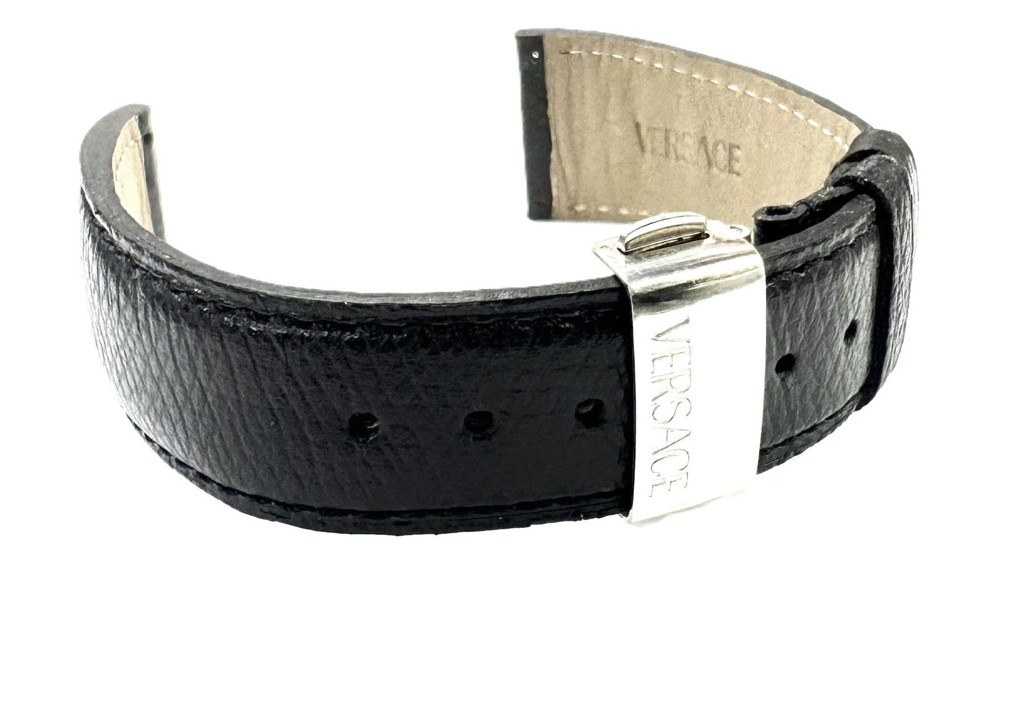 21mm Black Genuine Leather VERSACE Watch Band ALQ99 - Universal Jewelers & Watch Tools Inc.