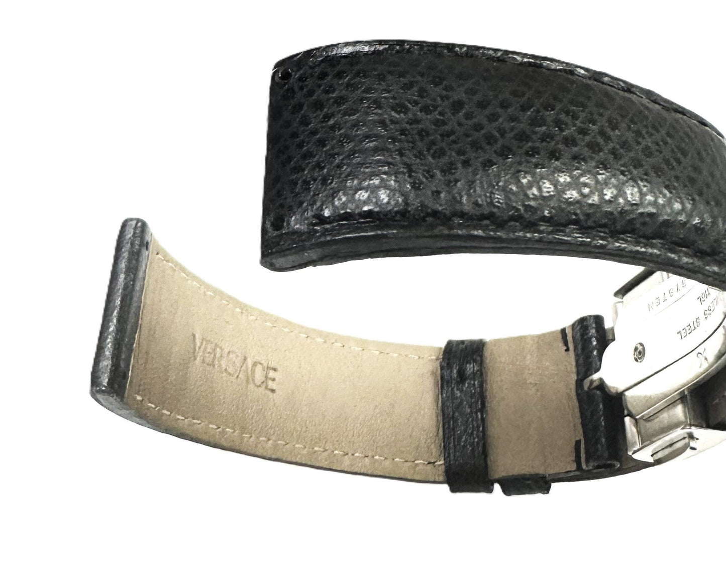 21mm Black Genuine Leather VERSACE Watch Band ALQ99 - Universal Jewelers & Watch Tools Inc.