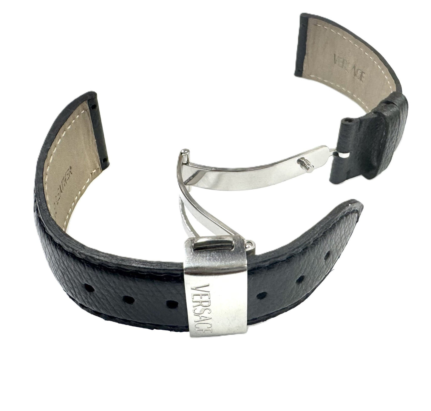 21mm Black Genuine Leather VERSACE Watch Band ALQ99 - Universal Jewelers & Watch Tools Inc.