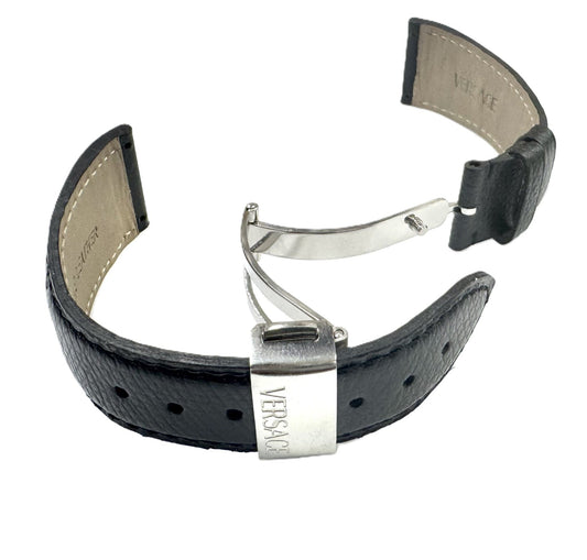 21mm Black Genuine Leather VERSACE Watch Band ALQ99 - Universal Jewelers & Watch Tools Inc.