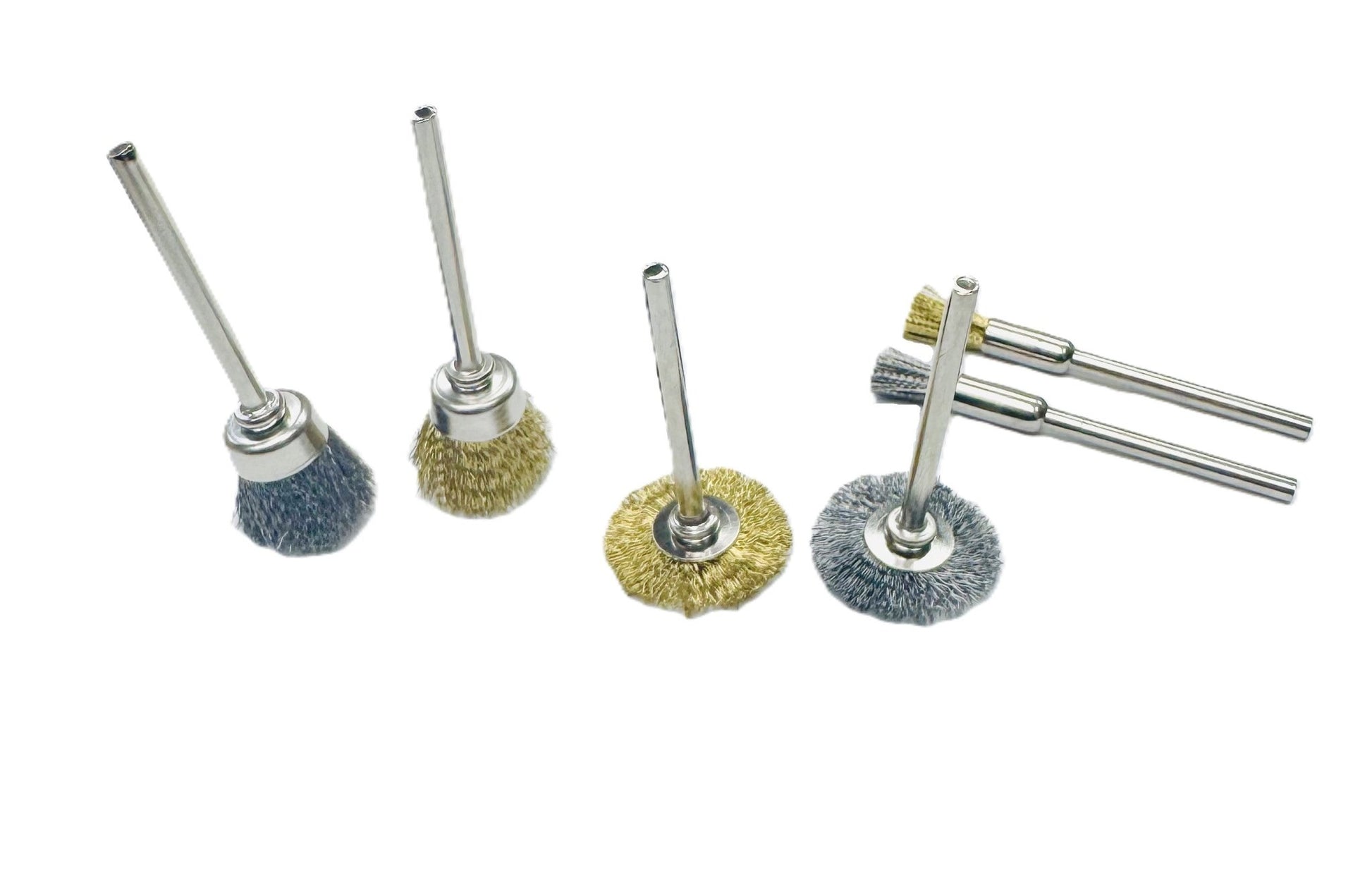 3 Pcs of Brass Wire Brushes, Pen - Shaped, Bowl - Shaped, Wheel - Shaped - Universal Jewelers & Watch Tools Inc.
