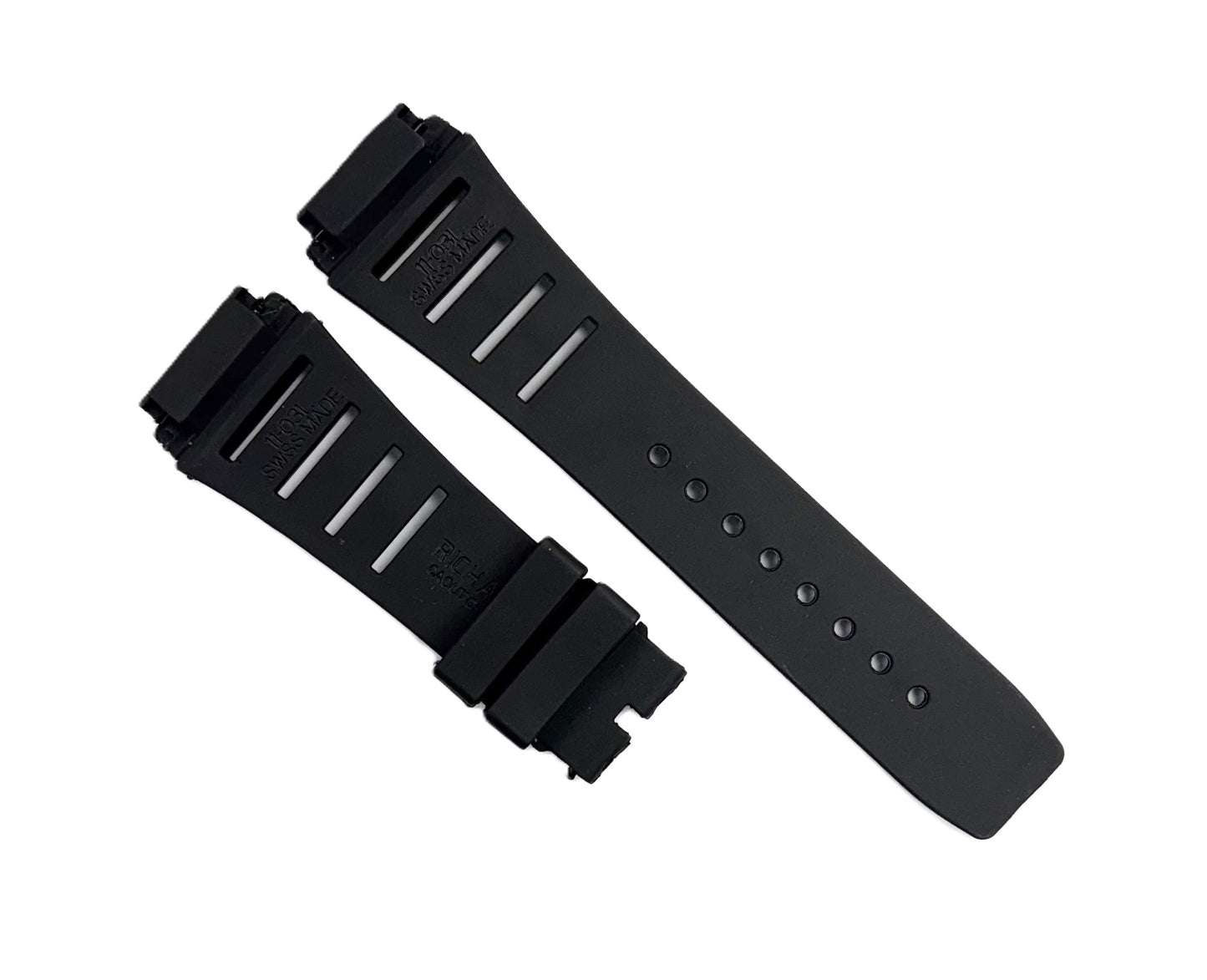 20mm Black Premium Rubber Watch Band for Richard Mille 11 - 03L, Pin - Type Strap - Universal Jewelers & Watch Tools Inc.
