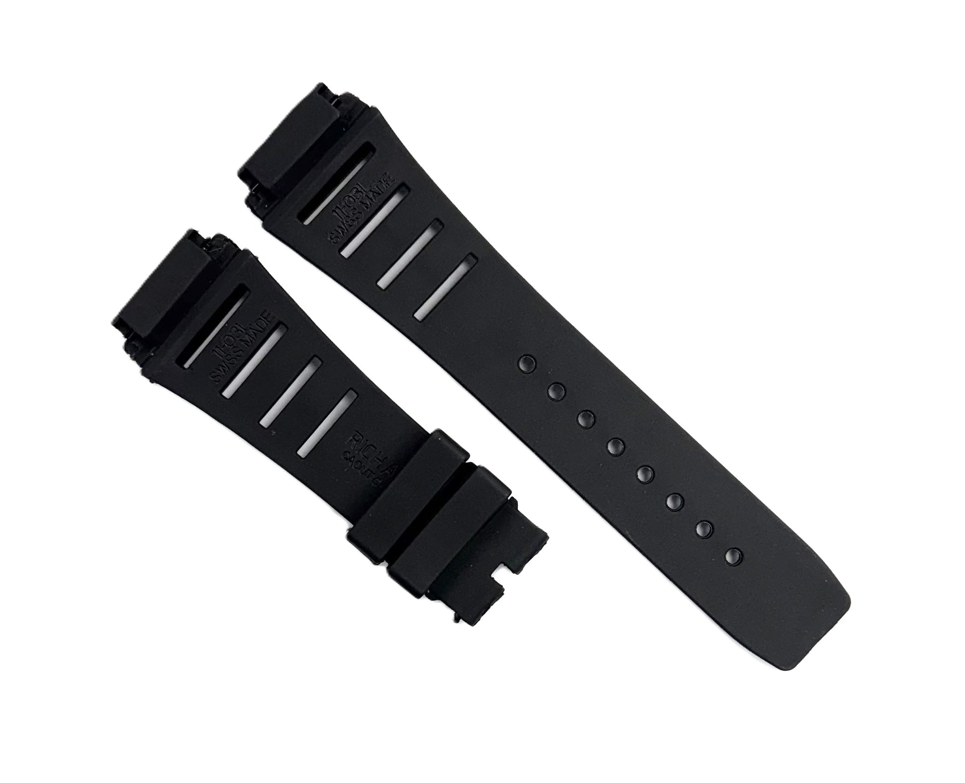 20mm Black Premium Rubber Watch Band for Richard Mille 11 - 03L, Pin - Type Strap - Universal Jewelers & Watch Tools Inc.