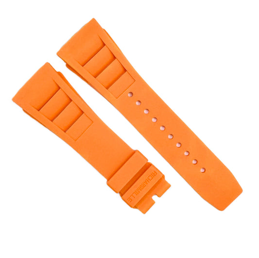 20mm Orange Color Rubber Watch Band for Richard Mille 11 - 03L, Screw - Type Strap - Universal Jewelers & Watch Tools Inc.