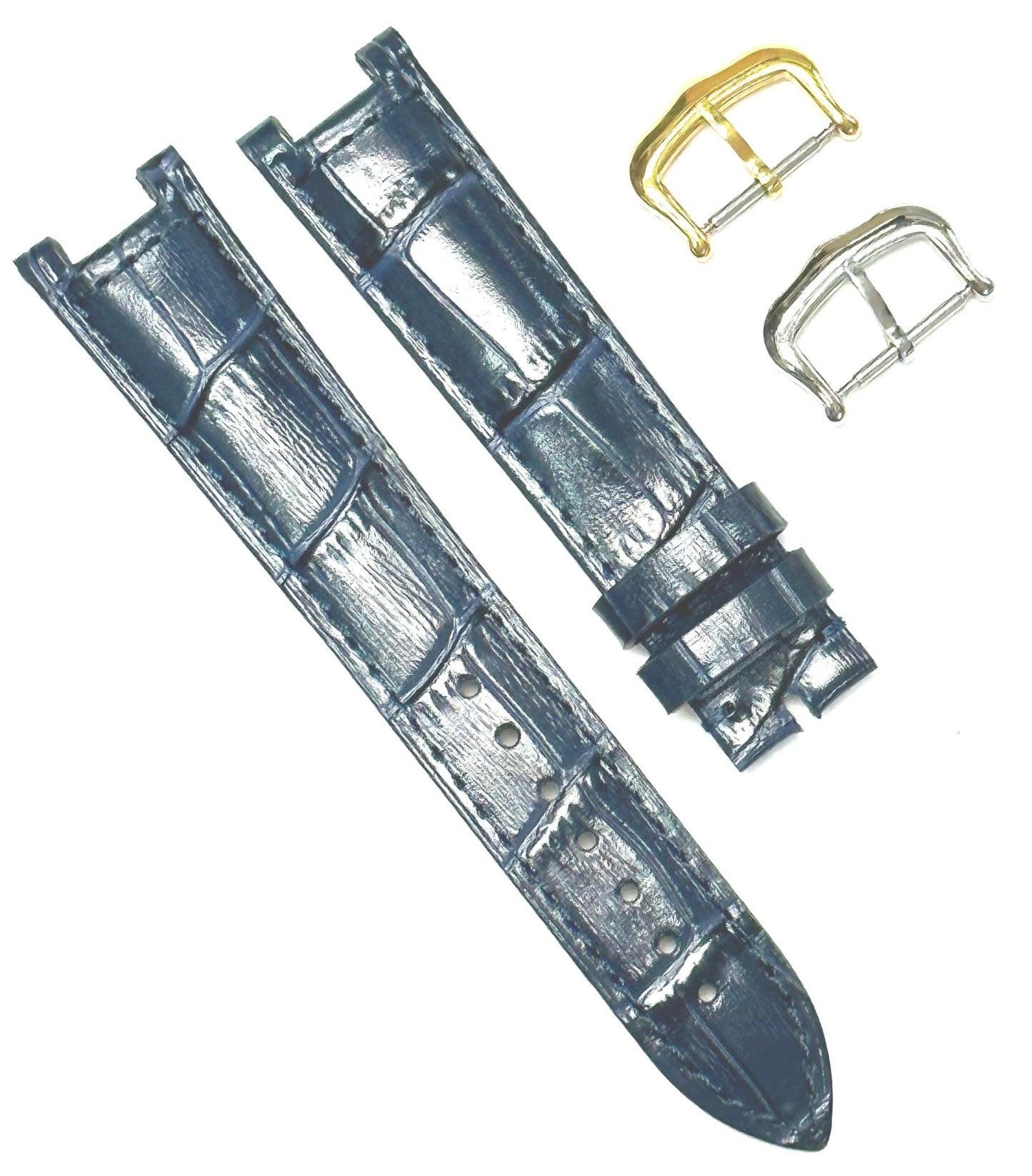 Watch Band For Cartier PASHA Alligator Grain Size 20,18,16mm D.Blue Color - Universal Jewelers & Watch Tools Inc.