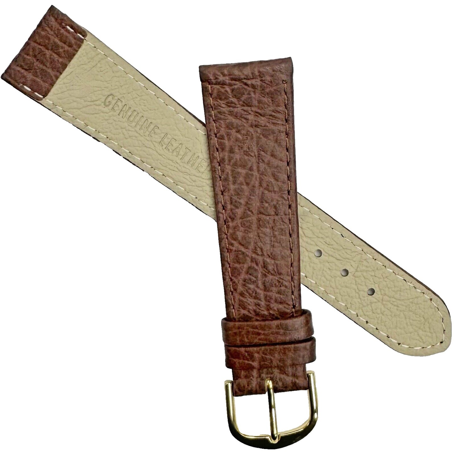 Watch Band Brown Genuine Leather Flat Stitched 20mm - Universal Jewelers & Watch Tools Inc.