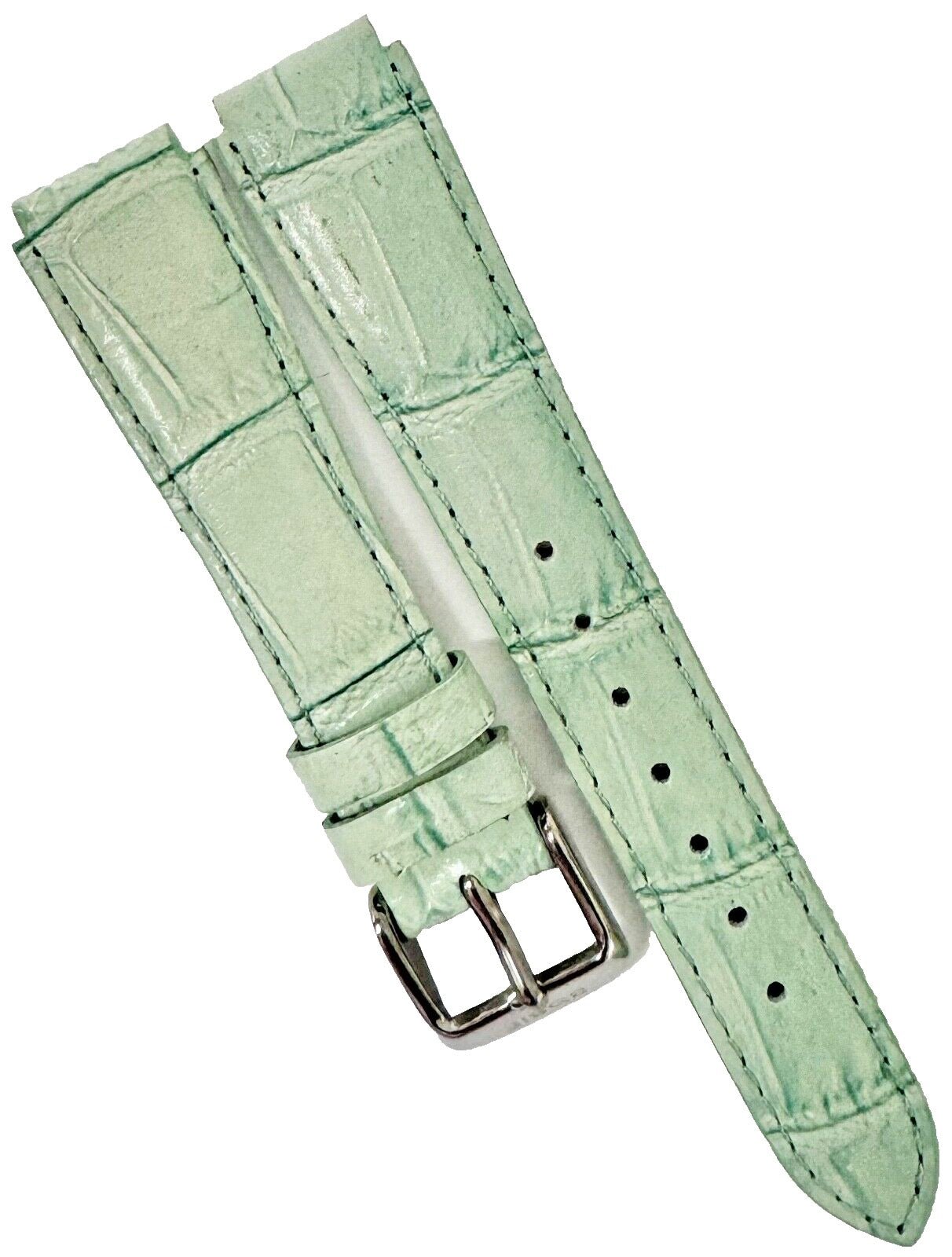 Green Genuine Leather Watch Bands 15mm Alligator Grain Padded, Stitched - Universal Jewelers & Watch Tools Inc.