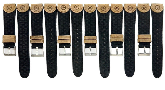 18 MM Black Genuine Leather Watch Band with stitches and bumps (Lot of 6 bands) - Universal Jewelers & Watch Tools Inc.